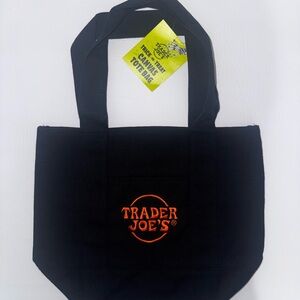 Trader Joe's Black Canvas Tote Bag with Orange Logo